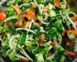 Татарский салат из баранины с зеленью